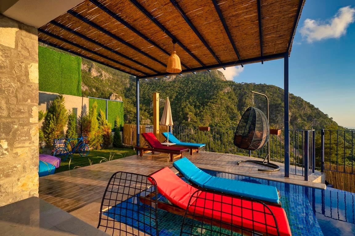 Fethiye Karaağaç'ta Deniz ve Doğa Manzaralı, Özel Havuzlu, Lüks Villa-24607